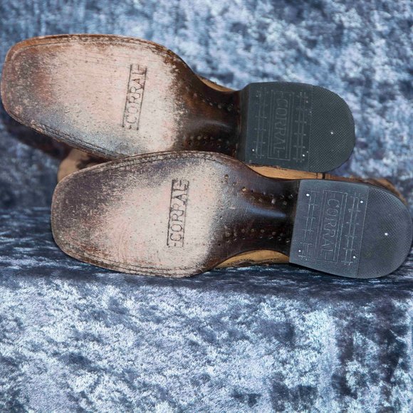 Corral Square Toe Cowboy Boot Brown & Tan 10 - Picture 12 of 15